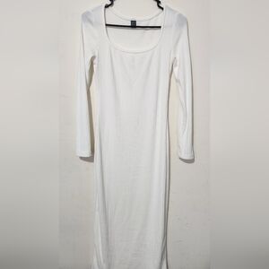 SHEIN White Ribbed Midi Dress